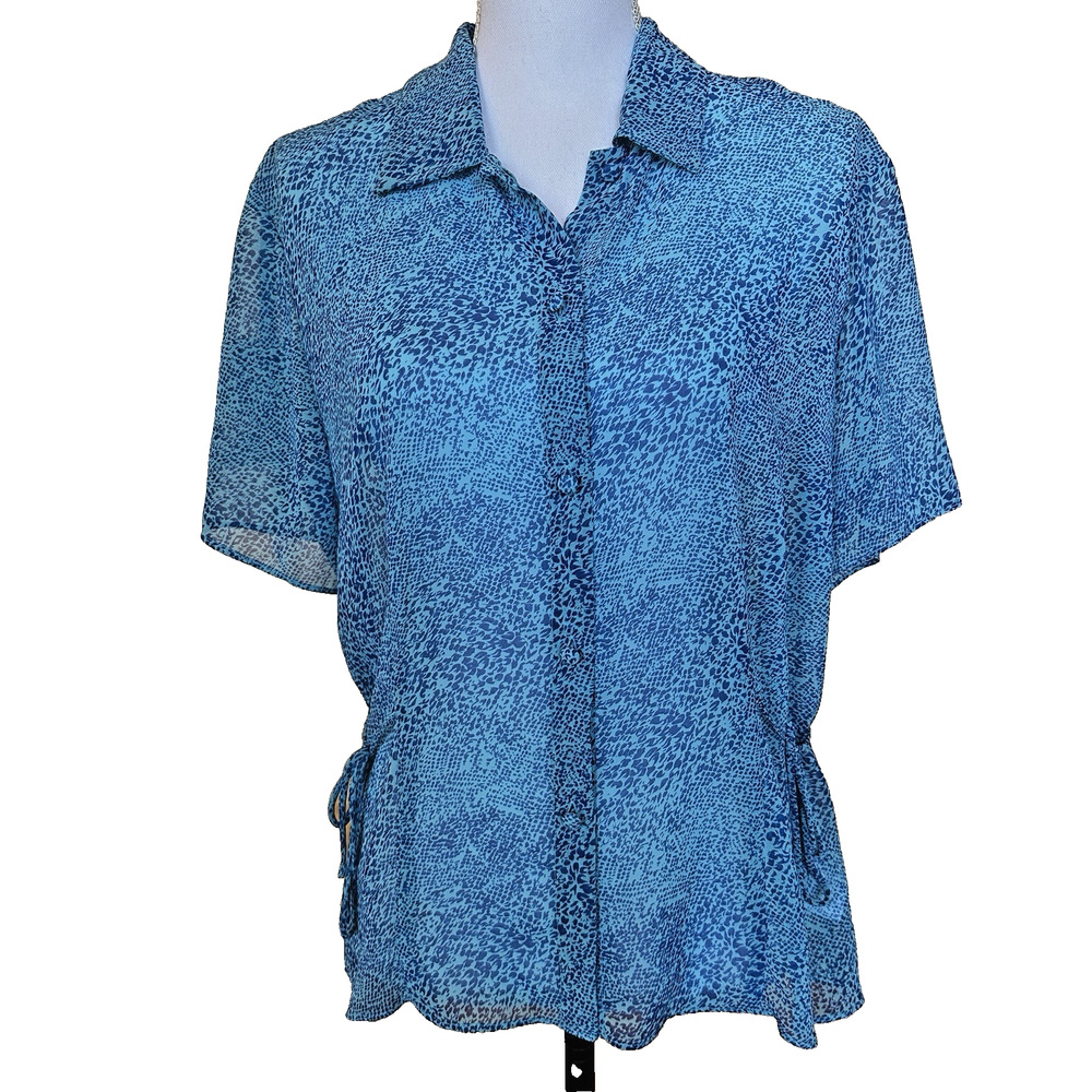 Studio I‎ Women's sz 14 Blue Lightweight Short Sleeve Blouse
